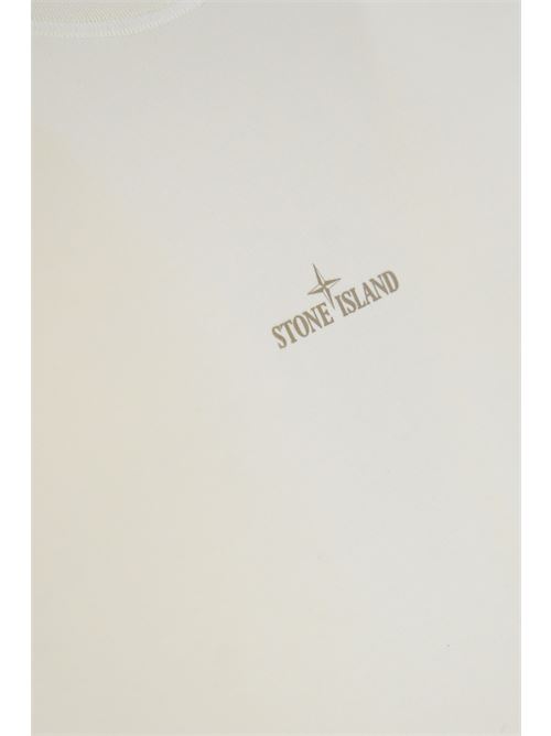 Felpa 6100665 in cotone con stampa logo Ivory STONE ISLAND | 6100665S0083V0093